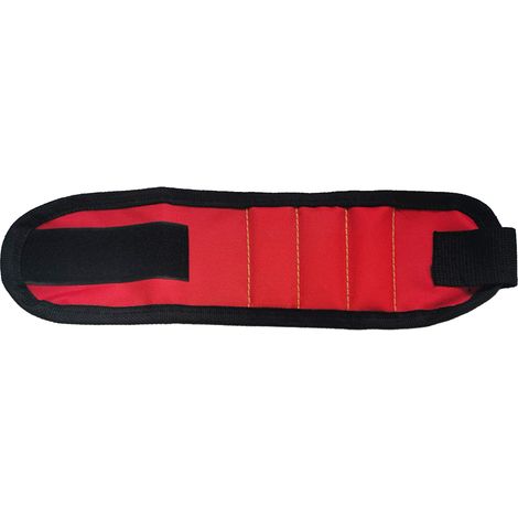 Porte-outils de poignet à 3 rangées, organisateur magnétique pour vis, clous et fixations, rouge