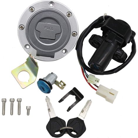 Pièces de kit antivol modifiées pour moto, compatibles avec le bouchon de réservoir de carburant et le contacteur d'allumage Yamaha R1 (verrouillage complet 92-13). (1/5)