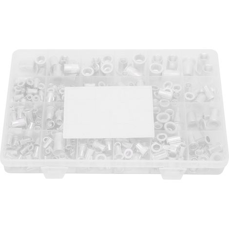 300 écrous à riveter en aluminium - Assortiment 6-32, 8-32, 10-24, 10-32, 1/4-20, M3 à M8 - 300 pièces par boîte (1/5)