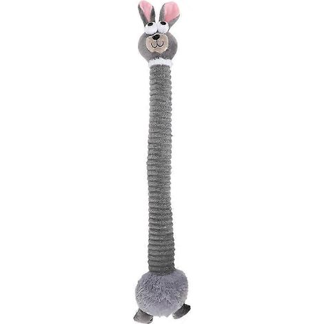 Peluche résistante à longue bande en forme d'animal, jouet interactif pour le nettoyage des molaires des chiens et des animaux de compagnie - Lapin gris mignon (1/5)