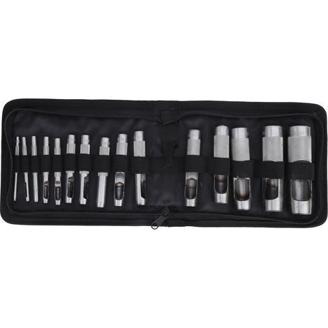 15 pièces en acier au carbone cuir perforateur ceintures trou manuel burin outils de poinçonnage matériel 3-25mm (1/5)
