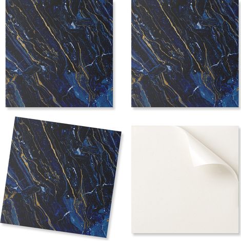 Ensemble de carreaux de vinyle imprimés - Décoration de chambre à coucher, motif marbre abstrait, 4 x 50 x 50 cm (1/5)
