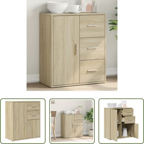 vidaXL Rangement chambre - Buffet chêne sonoma 60x31x70 cm bois d'ingénierie (1/5)
