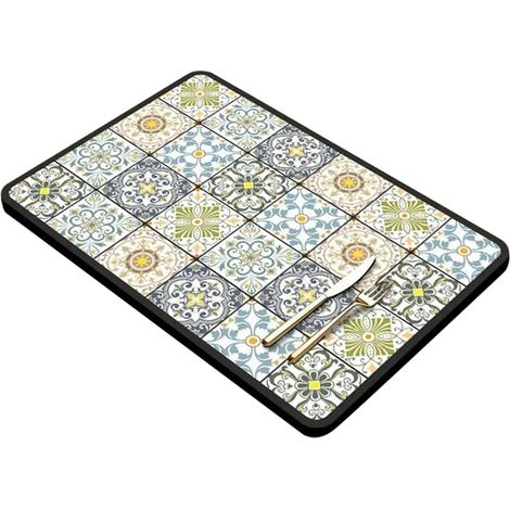 Sets de table, sets de table géométriques colorés vintage pour fête, cuisine, salle à manger, sets de table absorbants contrôlés par l'eau, isolation thermique, tapis à séchage rapide, 40 x 50 cm'Vert (1/5)