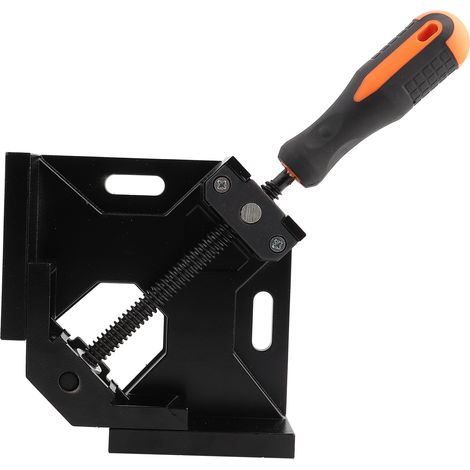 Morsetto ad angolo retto a 90° – Lega di alluminio – Nero – Supporto per la lavorazione del legno per destrorsi – Utensile per la lavorazione del legno – Morsa a ganasce