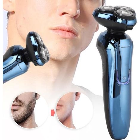 Hommes rasoir électrique étanche rechargeable rasoir barbe rasage coupe 4D intelligent 3 têtes rotatif barbe rasoir (1/4)