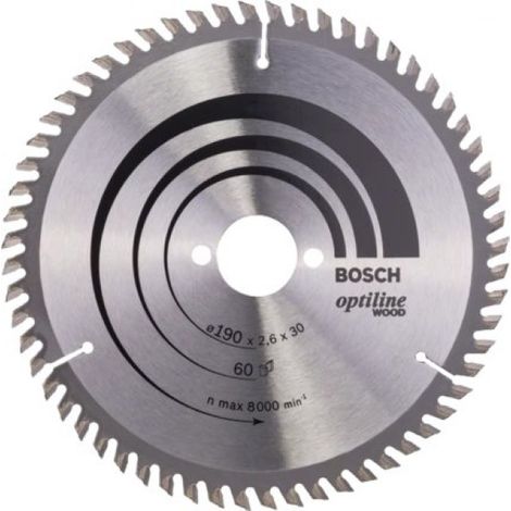 Bosch Accessories Optiline Wood 2608641188 Lama circolare in metallo duro 190 x 30 x 2.6 mm Numero di denti: 60 1 pz.