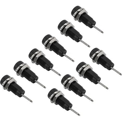 10 Pièces Connecteur Banane 2mm Noir pour Câbles Électroniques, Prise Panneau Allongée J.40003, Adaptateur de Test (1/5)