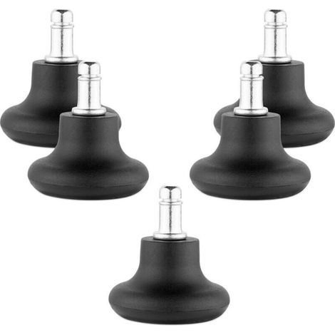 Cloches pour chaise de bureau - Lot 5 embouts remplacement roulettes de chaise 11/22 mm - Pied de siège fixe avec patins pour sol dur (1/4)