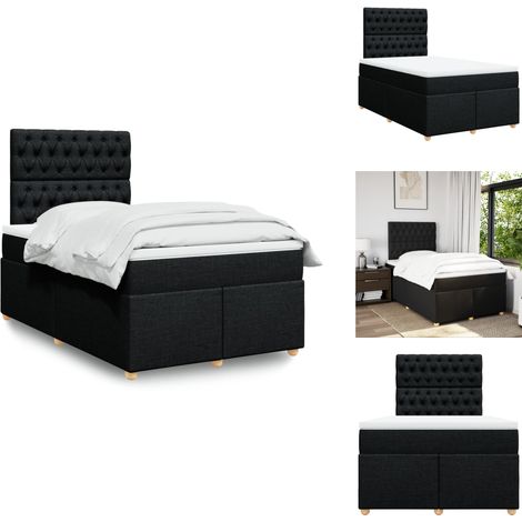 Sommier à lattes de lit avec matelas noir 120x190 cm tissu - Sommier À Lattes De Lit - Sommiers À Lattes De Lit - Lit - Meuble De Chambre À Coucher (1/5)