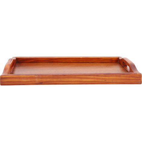 Grand plateau de service en bois pour thé, eau et autres boissons, avec poignée. Plateau de service pour le petit-déjeuner en bois. (1/5)