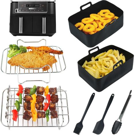 Lot de 7 accessoires pour friteuse Ninja AF400EU AF451EU AF500EU, silicone, acier inoxydable (1/5)
