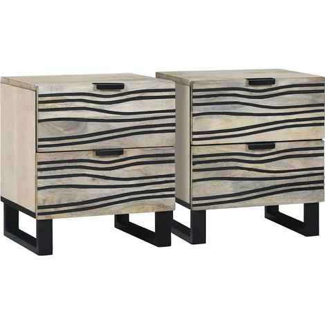 Cabinet de chevet 2 pcs-Lot de 2 Table de nuit-Table de chevet Blanc et Noir 40 x 33 x 46 cm 887392 (1/5)