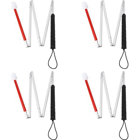 4X Canne Pliante en Aluminium Canne Pliante de 4 Secondes avec Pointe Roulante pour Bâton de Marche Aveugle (1/5)