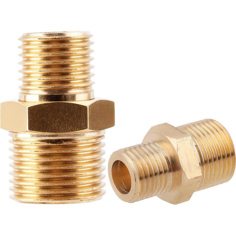 2 Raccords Hexagonaux en Laiton, Adaptateur Raccord de Tuyau NPT Mâle 3/8 Po x NPT Mâle 1/4 Po Connecteur de Tuyau Haute Pression pour Conduites d'Eau, Gaz et Pétrole (1/5)