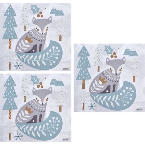 Lot de 3 stickers muraux de Noël, motif forêt et flocons de neige, électrostatiques, en PVC, pour la décoration de fenêtres et de vitres de chambre. (1/5)