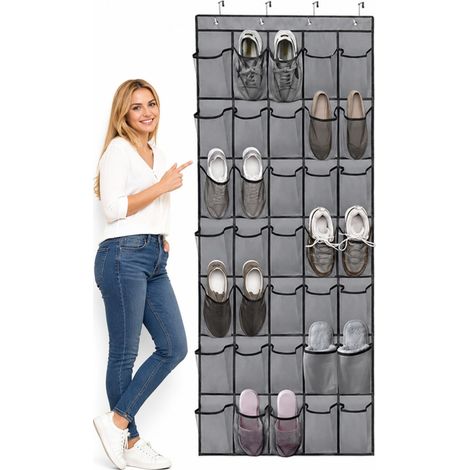 Rangement à chaussures suspendu avec 35 poches - Organiseur de porte avec 4 crochets - Étagère à chaussures multifonction pour chambre à coucher, appartements et camping-cars (1/5)