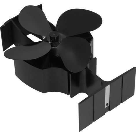 Ventilateur de cheminée auto-générateur, souffleur de cheminée en aluminium noir à quatre pales. (1/5)