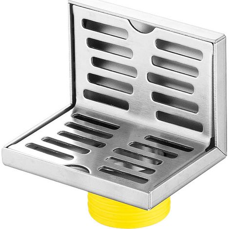 Siphon de sol d'angle en acier inoxydable, 10 cm, avec sortie latérale, adapté aux zones humides et à l'évacuation des eaux usées domestiques.-AquaForge (1/4)