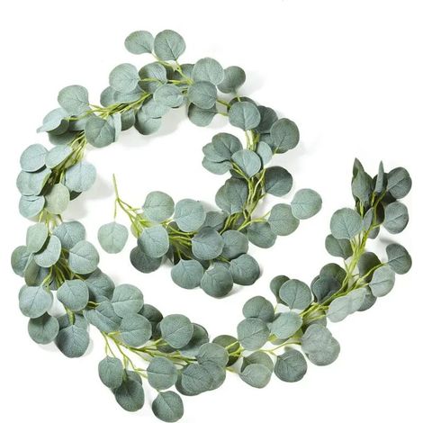 Guirlande d'eucalyptus artificiel, fausse plante, feuilles d'eucalyptus décoratives, couronne d'eucalyptus pour mariage, décoration de maison, cuisine, jardin, bureau, mariage ou mur (1/4)