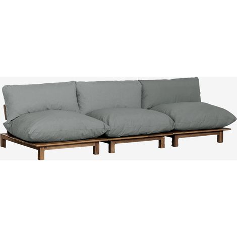 SKLUM Brina 3-teiliges modulares Liegesofa aus Akazienholz Grau Anthrazit                                  