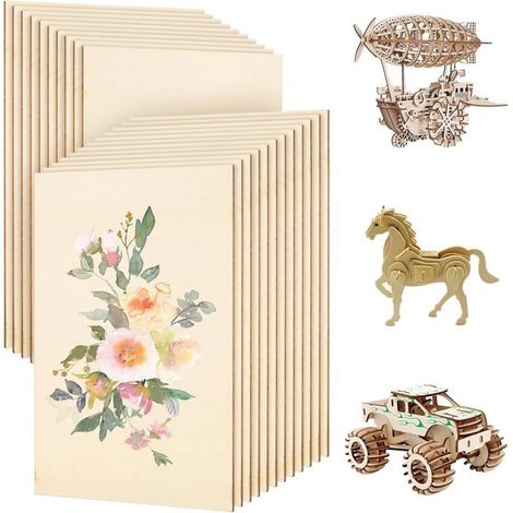 22 Pcs Feuilles De Contreplaqué Brut,150X100X2Mm Planche Bois Brut,Plaque De Boiss Naturel,Plaque En Bois Découpe Laser Pour[CA5] (1/5)
