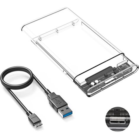 USB 3.0 Boîtier Disque Dur 2,5" ,Boitier Externe Disque 5Gbps pour SATA HDD et SSD de 2,5'' et 7/9.5 mm, accélération UASP, Trim, sans Outils (1/5)