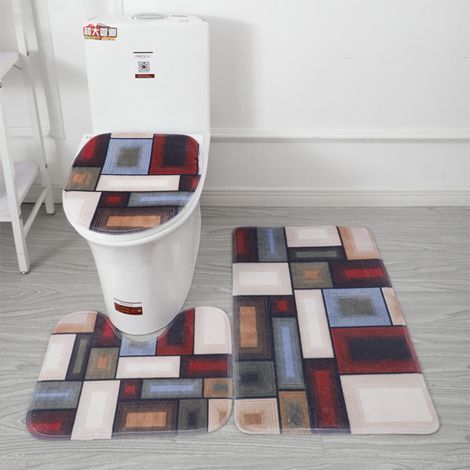 Tapis De Salle De Bain - 3 Pièces En Polyester - Non Glissant - Absorbant - Pour Toilette Et Baignoire - 50x80 cm 50x45 cm 50x40 cm (1/5)