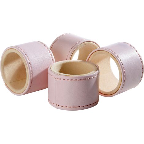 Premier Housewares Faux Leather Pink Napkin Rings - Set of 4 (1/4)