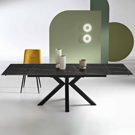 Tavolo allungabile a 240 cm in pietra effetto marmo Nero SKY (1/2)