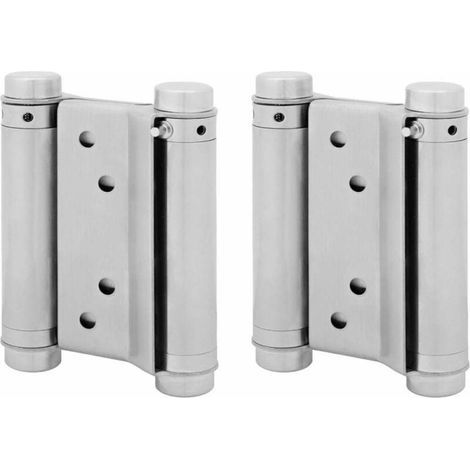 2x paire charnière paumelle portes va-et-vient ressort double action acier inoxydable berline western. 75 mm (max 15kg) (1/5)