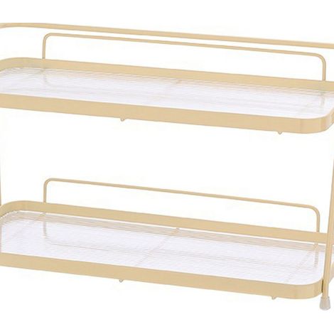 Étagère de rangement couleur crème pour salle de bain/toilettes, étagère de rangement à poser sur le comptoir des toilettes/lavabos, présentoir à cosmétiques de bureau, jaune crème (1/5)