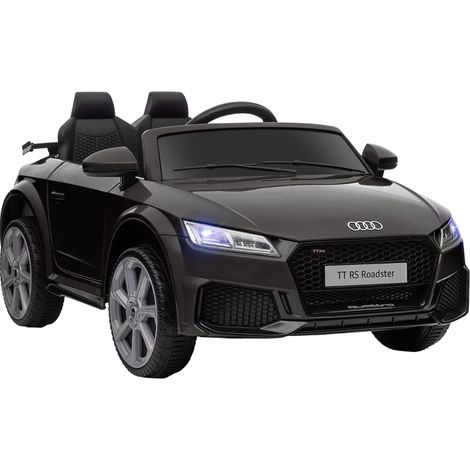 Auto elettrica per bambini Audi nera con telecomando 2,4G, musica, clacson, LED e USB (1/3)