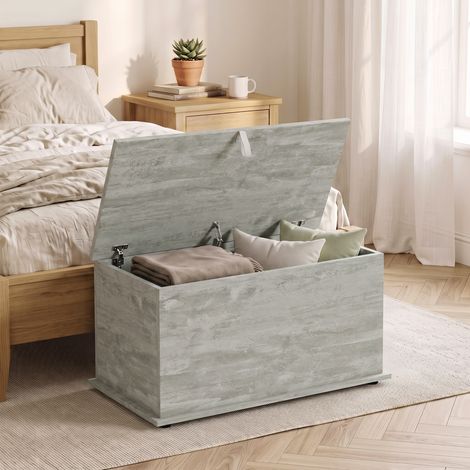 Coffre de Rangement avec Couvercle Rabattable 80 x 40 x 45 cm Gris (1/5)