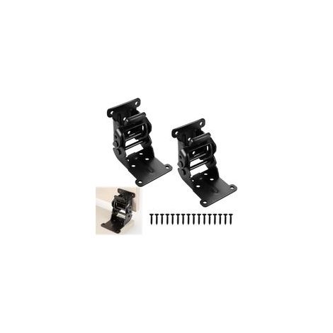 Charnières invisibles autobloquantes, lot de 2, support pliable, verrou de sécurité, convient pour établis, chaises, armoires, pieds de table, noir.