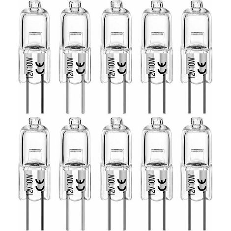 Ampoule Halogène G4 T3 10 Watt 120lm G4 Lampe Bi-Pin AC / DC12 Volt pour lumière puck, lustre, éclairage sur rail, 10W 12V blanc chaud 2700K (pack de 10) (1/5)