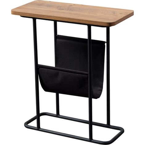 Table d'appoint avec espace de rangement 64 x 55 x 24 cm effet noyer / noir (1/2)