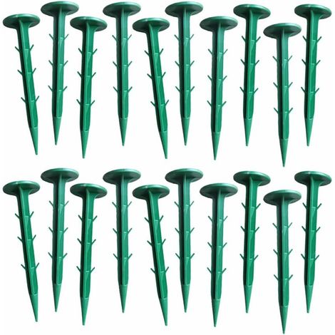 Lot de 20 piquets d'ancrage en plastique robuste antirouille pour maintenir les bordures de pelouse, tentes, filets de jeu et bâches de pluie (vert)