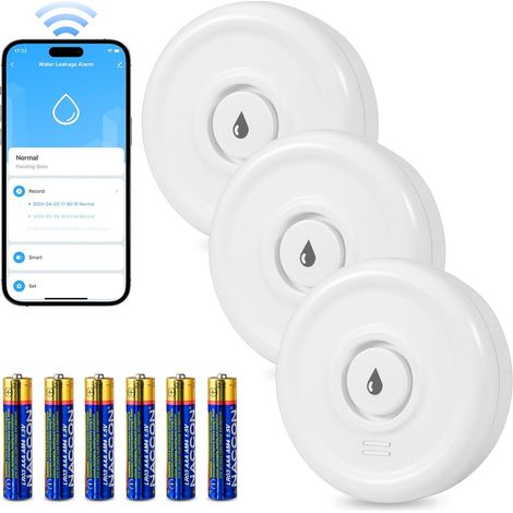 Detecteur de Fuite d'eau WiFi pour Détecter Une Inondation avec Une Alarme de 100 DB, Intelligent Détecteur d'eau pour Cuisine Cave (1/5)