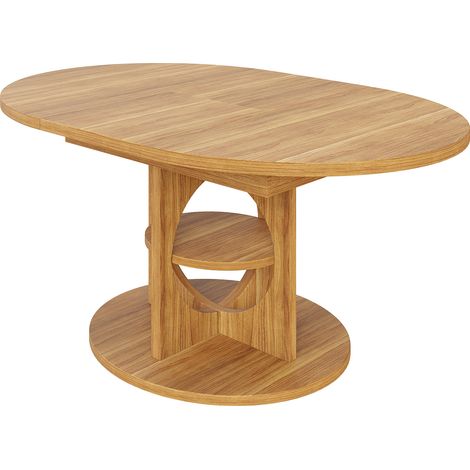Tavolo da pranzo allungabile con vano portaoggetti, 110-150 cm, effetto legno/nero, MDF e metallo (1/5)