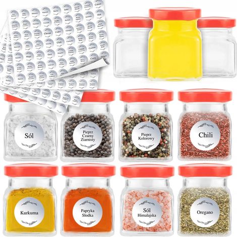 20 tarros para especias, té y hierbas (120 ml) + 252 etiquetas adhesivas