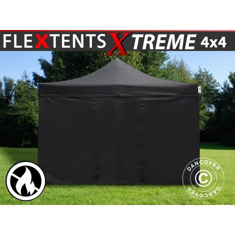 Tente Pliante FleXtents Xtreme 50 4x4m Noir, Ignifugé, avec 4 cotés (1/5)