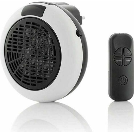 KZQ Radiateur Soufflant Mural Electrique - Chauffage Prise Murale avec Thermostat et Minuterie - Chauffage sur Prise avec Télécommande, Salon, Chambre, Bureau - Céramique - 600W - Blanc (1/5)