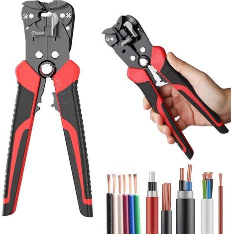 Automatischer Abisolierer, 3-in-1-Abisolierer, Abisolierkapazität: 0,2 bis 6 mm², Drahtschneider mit einstellbarer Länge, zum Abisolieren, Schneiden und Crimpen von Drähten. (1/5)