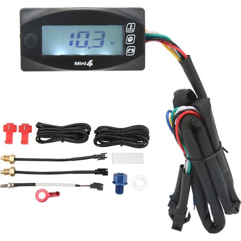 Jeffergarden 4 en 1 Moto Thermomètre Moteur Température De L'huile Tension Temps LCD Affichage Numérique DC12V Universel M12x1.5 (1/5)