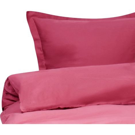 Ensemble de Housse de Couette Moderne en Satin de Coton 150 x 200 cm Taie Oreiller Bordeaux Parkrose