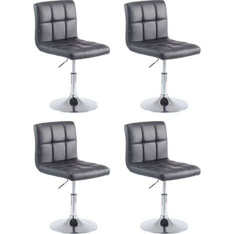Set di 4 sedie da pranzo altezza regolabile design moderno cuciture decorative in similpelle nera gambe in metallo 100006113