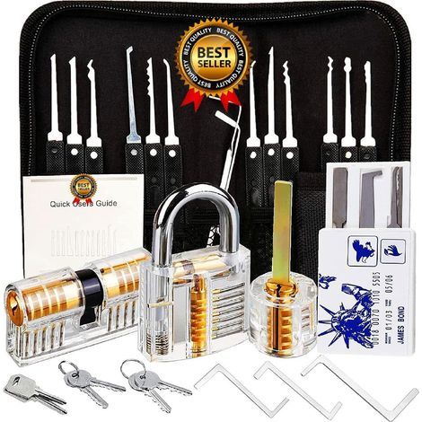 Kit de crochetage serrure 26 pièces – 3 serrures transparentes – Outils d’entraînement pour serruriers débutants et professionnels – Précision et apprentissage rapide (1/5)