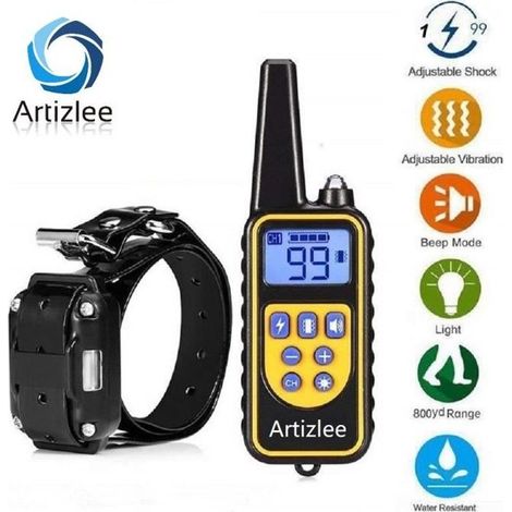 Collier de Dressage - Generic - Rechargeable - Étanche - 4 Modes d'Entraînement - Jaune (1/4)
