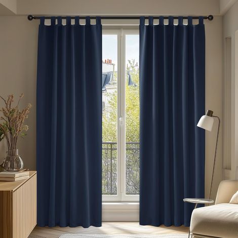 Tende oscuranti termiche con occhielli, insonorizzate, 150 x 200 cm, per camera da letto, adulti, blu navy, set da 2